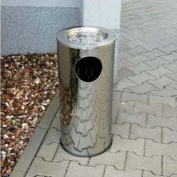 Odpadkový koš Stojanový koš s popelníkem MARCO, nerezová ocel lesklá, objem 34 l, výška 690 mm