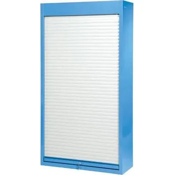 Dílenská skříň, v x š x h: 1950 x 1044 x 405 mm, dveře žaluziové (hliníková roleta), 3 x police 100 kg, barva modrá RAL5012