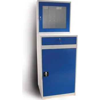 PC skříň Skříň na PC, model pro LCD, bez vybavení, v x š x h: 1750 x 640 x 630 mm, barva šeda RAL7035 / modrá RAL5010