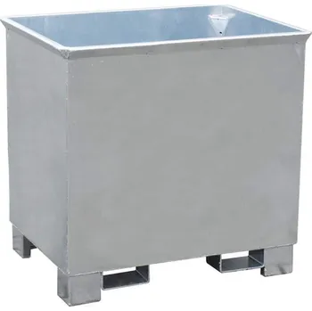Přepravník Výklopný kovový přepravník pro otočné vidle, objem 300 l, nosnost 500 kg, d x š x v: 620 x 840 x 800 mm, žárově zinkovaná