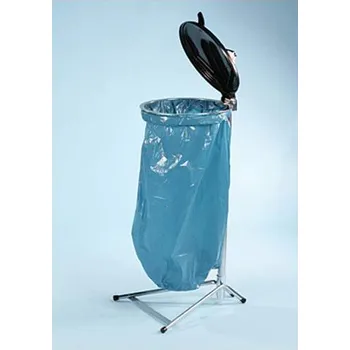 Odpadkový koš Stojan pro pytle na odpadky, pozinkovaný, víko plastové (černé)