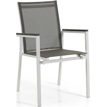 Stolička Brafab Záhradná stolička AVANTI - biely rám/ šedý výplet