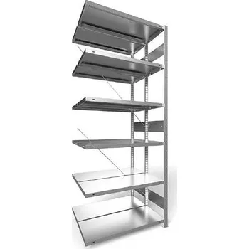 Dílenský regál Zásuvný regál CLIP S3, dvoustranný, V: 2500 mm, 2 x 6 polic 1000 x 400 mm, nosnost 230 kg, pozinkovaný, přídavný