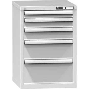 Dílenská skříňka KOMBI, 5 x zásuvka, v x š x h: 840 x 578 x 630 mm, barva šedá RAL7035