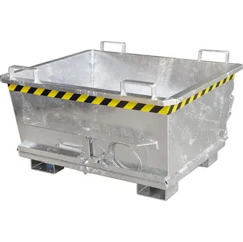 Přepravník Kónický přepravník s výklopným dnem, objem 500 l, nosnost 1000 kg, d x š x v: 1040 x 1200 x 715 mm, žárově zinkovaná