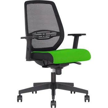Kancelářská otočná židle NEOS, podstava černá, opěradlo síťované, sedák zelený