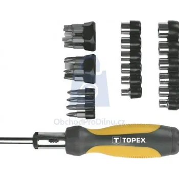 Šroubovák Šroubovák s ráčnou + bity a hlavice 1/4, Topex 180 mm, balení 1 ks
