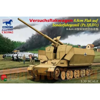 Plastikový model Bronco 1/35 German Versuchsflakwagen 8.8cm Flak auf Sonderfahrgestell (Pz.Sfl.IVc) SPAAG