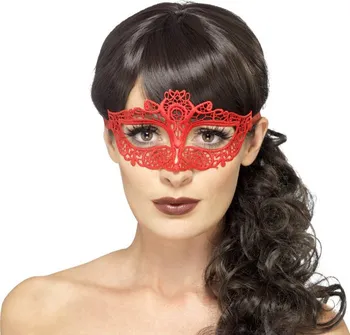Karnevalová maska Smiffys Červená krajková škraboška
