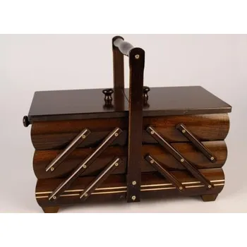 Organizér galanterie košík na šití rozkládací malý tmavě hnědý