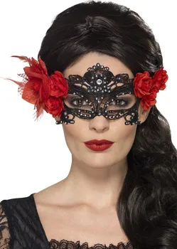 Karnevalová maska Smiffys Zdobená krajková škraboška s květy