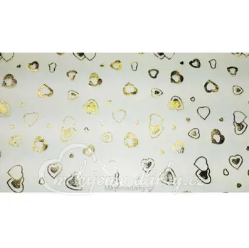 dekorační organza se zlatými srdíčky