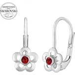 SILVEGO stříbrné náušnice pomněnky s přírodním červeným topazem Swarovski® Gemstones
