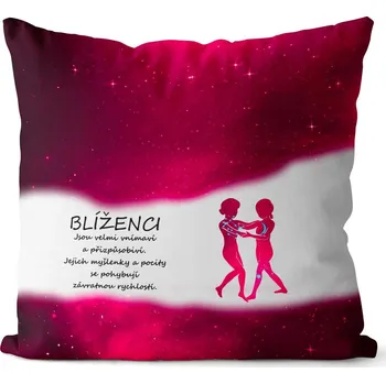 Dekorativní polštářek Polštář Blíženci (22.5. - 21.6.) - červený (Velikost: 40 x 40 cm)