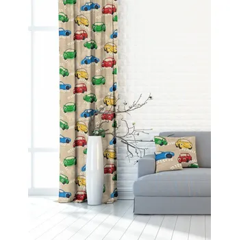 Zatemňovací závěsy Auta béžová -Blackout - látka v metráži P7465-001