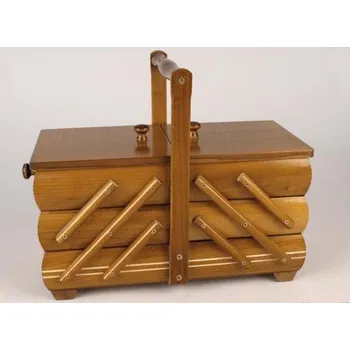 Organizér galanterie košík - kazeta na šicí potřeby rozkládací malý,medový