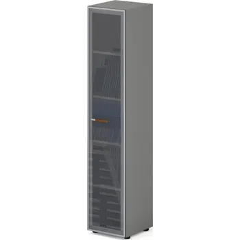 Policová skříň Lenza Skříň Wels, skleněné dveře – 39,9×42,5×196,5 cm Dekor: akát