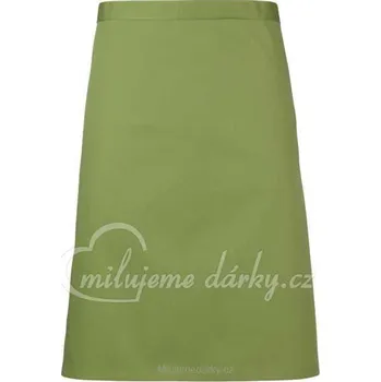 Kuchyňská zástěra dlouhá olivově zelená barmanská zástěra bez kapes