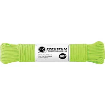 Lano ROTHCO Šňůra PARACORD polyester 550LB ø 4 mm / 30 m REFLEXNÍ ZELENÁ velikost: 4mm / 30m