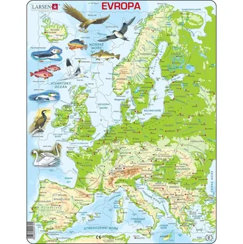 Larsen Mapa Evropy geografická 87 dílků