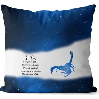 Dekorativní polštářek Polštář Štír (23.10. - 22.11.) - modrý (Velikost: 40 x 40 cm)