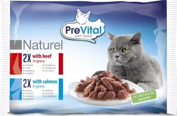 Krmivo pro kočku PreVital Naturel Adult dušené filetky hovězí/losos 364 g