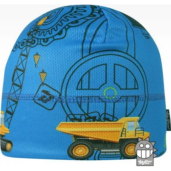 Čepice DRÁČE funkční čepice Bruno 122 modrá s jeřábem a náklaďákem velikost čepic: 48-50cm (1-2 roky, RDX vel.3)
