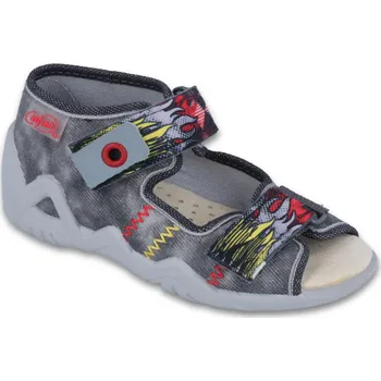 Chlapecké bačkory Bačkůrky papučky sandálky Befado Papi 250P073 šedé s plameny s koženou stélkou velikost: 25