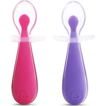 dětský příbor Munchkin Silikonové lžičky 2ks Růžová+fialová