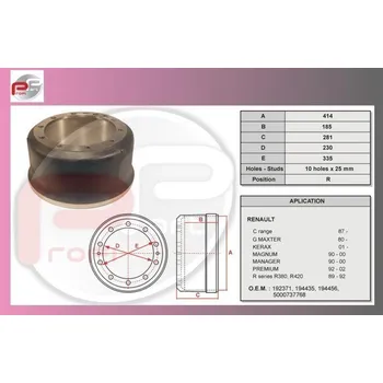 Brzdový buben buben brzd.RENAULT KERAX-zadní