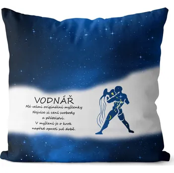 Dekorativní polštářek Polštář Vodnář (21.1. - 20.2.) - modrý (Velikost: 40 x 40 cm)