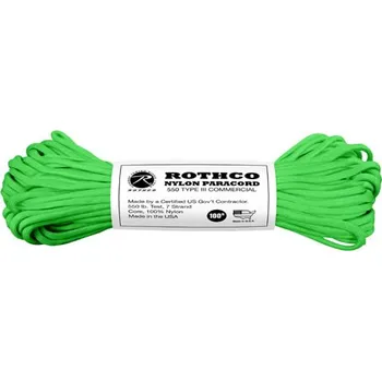 Lano ROTHCO Šňůra PARACORD nylon 550LB ø 4 mm / 30 m REFLEXNÍ ZELENÁ velikost: 4mm / 30m