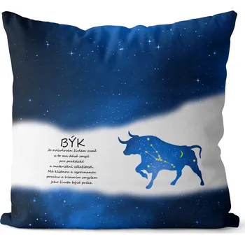 Dekorativní polštářek Polštář Býk (21.4. - 21.5.) - modrý (Velikost: 40 x 40 cm)