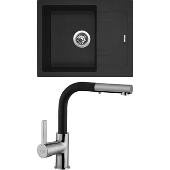 Granitový dřez Sinks Linea 600 N Granblack 30 + baterie Enigma S Granblack 30