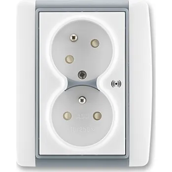 Elektrická zásuvka Zásuvka dvojnásobná bezšroubová s ochranou před přepětím, 5583E-C02357 04, ABB, Element, bílá / ledová šedá (ABB, Element, bílá / ledová šedá)