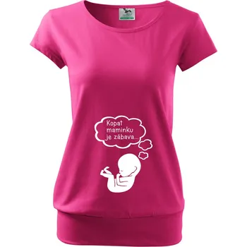 Tričko pro těhotné Kopat maminku je zábava, Barva Purpurová Bezvatriko.cz 1
