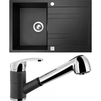 Granitový dřez Sinks Grande 800 SIGGR80051074 oboustranný s excentrem Metalblack 74