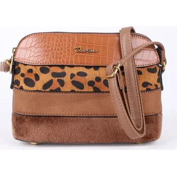 Módní doplněk Malá hnědá (cognac) crossbody kabelka David Jones 6157-1