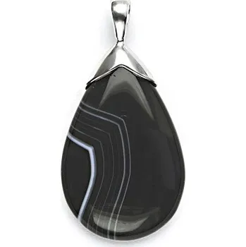 Drahý kámen Onyx přírodní stříbrný přívěsek 5