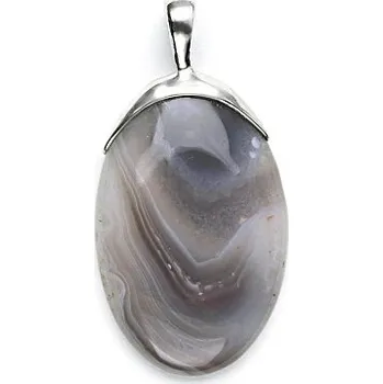 Drahý kámen Achát přírodní stříbrný přívěsek 1