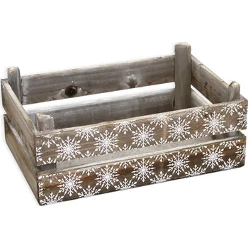 Zahradní dekorace Bedýnka dřevo vánoční 29x19V12cm natural (775969)