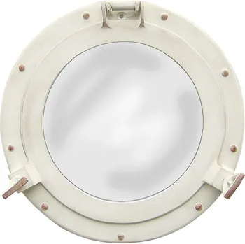 Zrcadlo SEA CLUB Lodní okénko otvíravé zrcadlové Ø 28,5 cm - hliníkové v slonovinovém vzhledu 9068