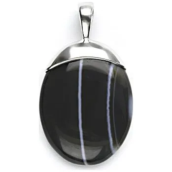 Drahý kámen Onyx přírodní stříbrný přívěsek 4