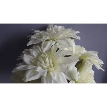 umělá květina Jiřina kytice, 6 barev, Barva bílo-zelená A090