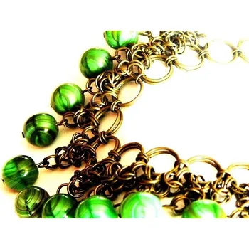 Dětské navlékací korálky Bižuterie z korálků - Zelená kroužkovaná