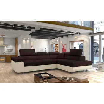 Sedací souprava Rozkládací rohová sedačka REGINA hnědá karo / béžová