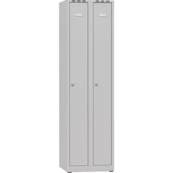 Šatní skříň Kovona Svařovaná šatní skříň Tom, 2 oddíly, cylindrický zámek, šedá/šedá