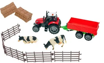 Kids Globe Mikro Sada farma traktor 10 cm s vlekem