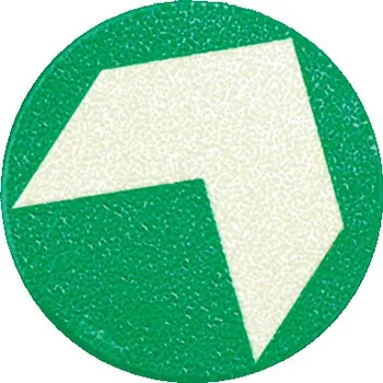 Podlahová šipka fotoluminiscenční hliníková samolepící (průměr 95 mm)