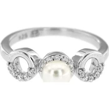 Prsten Zlatnictví U Kostela Stříbrný prsten s perlou a zirkony 6497 58 1803-17863996